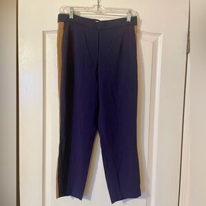 Aritzia Babaton Tuxedo Trouser Pants Navy Blue Brown Side Stripe Cropped Size 6